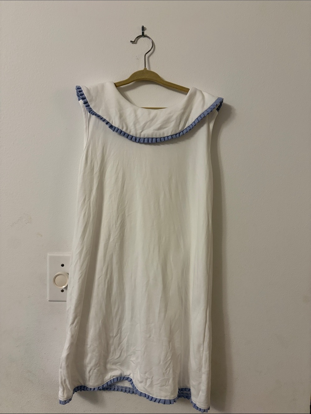 Girls' White Lila and Hayes Dress with Blue Trim